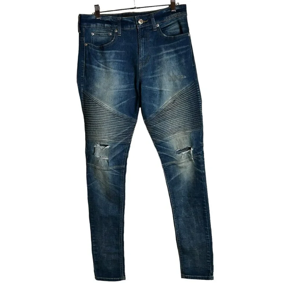 Pacsun stacktd skinny jeans 31-32 ribbed ripped  distressed
